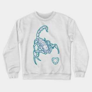 Blue scorpion with diamond heart Crewneck Sweatshirt